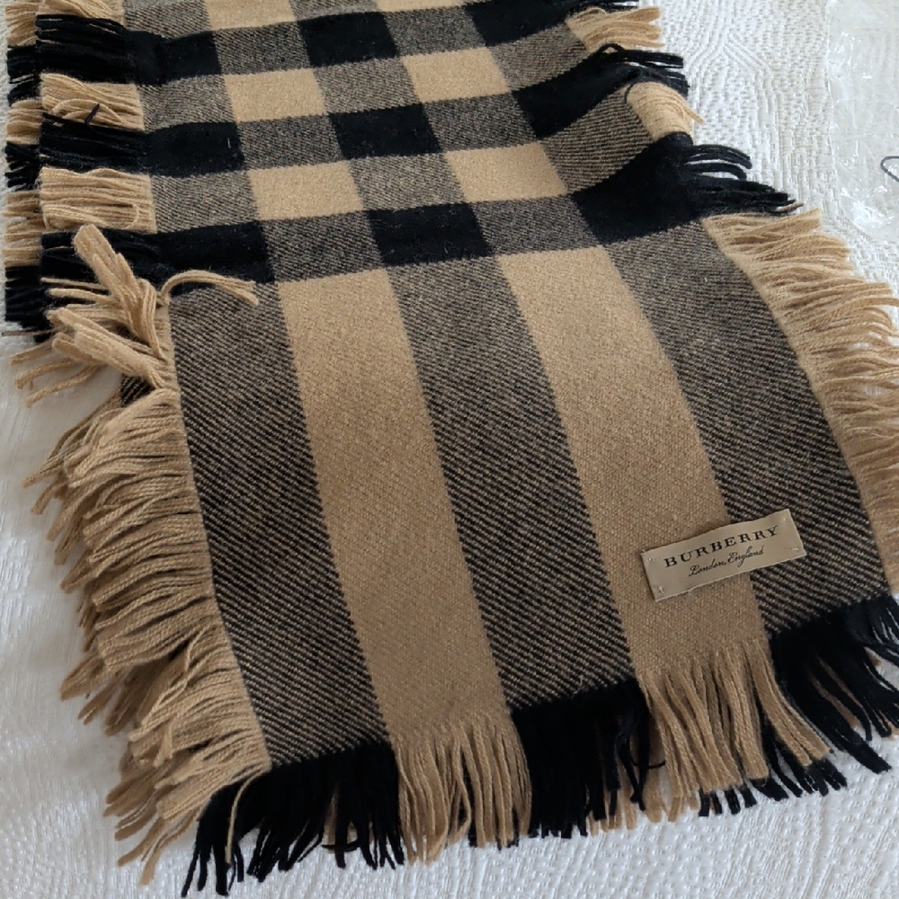 Burberry Beige, Black And Red Half Mega Fringe Scarf